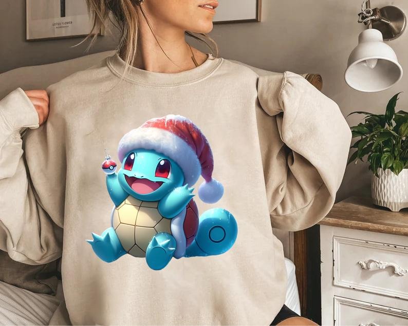 Squirtle Christmas Sweatshirt, Squirtle Xmas Shirt, Pokemon Style Tee, Christmas Squirtle Sweatshirt, Christmas Shirt, Anime Sweatshirt, Pokemon Christmas Sweatshirt, Pokemon Anime Shirt, Squirtle Pokemon Sweatshirt