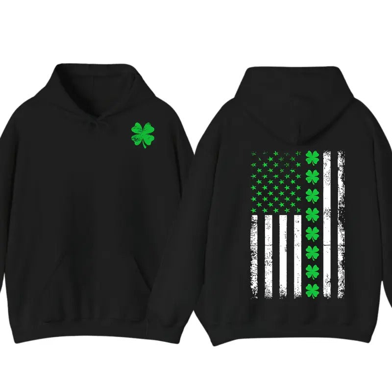St. Patrick's Day American Flag Hoodie and T-Shirt, Graphic Tees, Gift For Men For Woman, Trendy Shirt