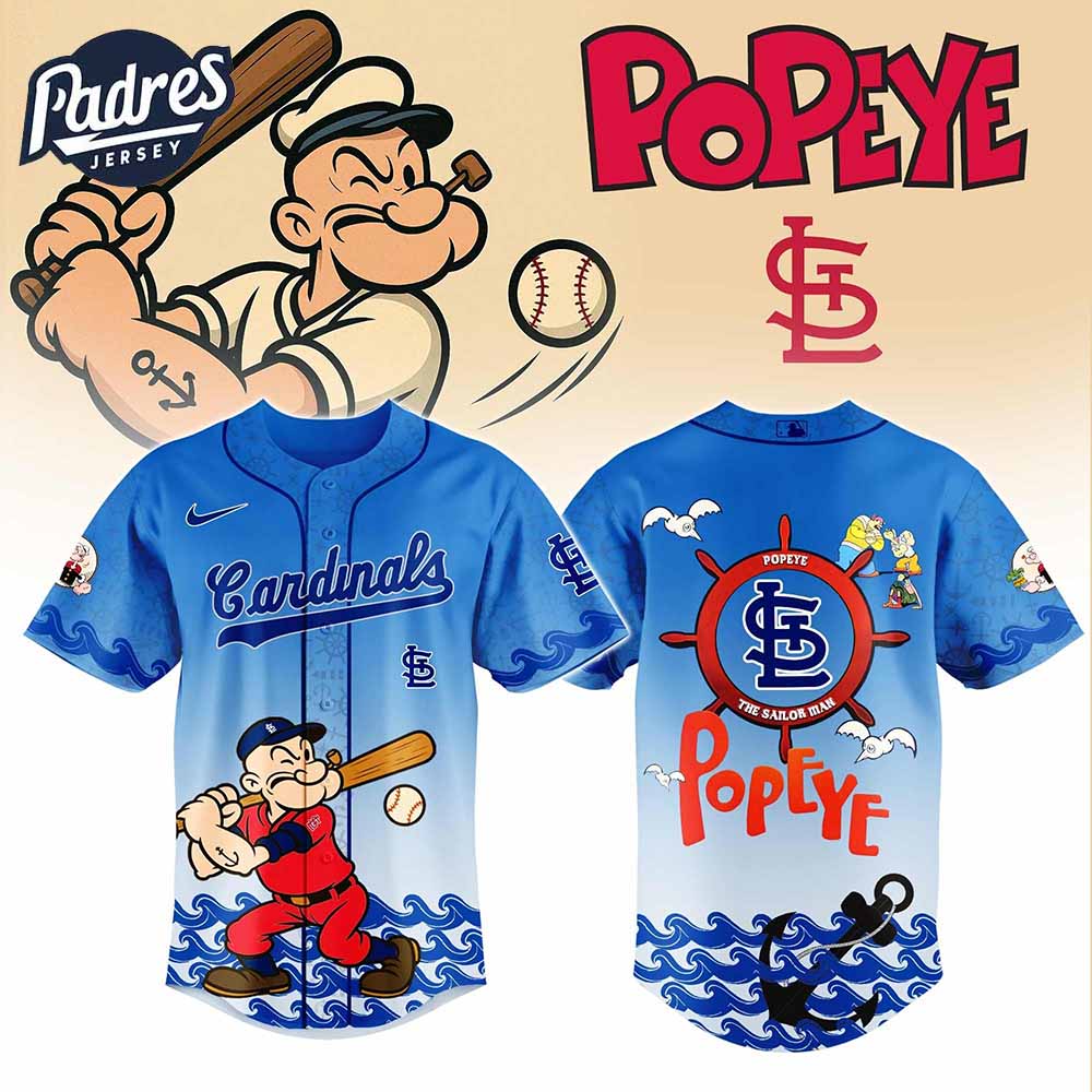 St Louis Cardinals MLB x Popeye Baseball Jersey - Padres Jersey Oasis: Elevate Your Baseball Style Game