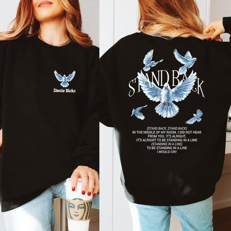 Stand Back Stevie Song Lyric Tee, Vintage Music Lover Shirt, Concert Outfit Sweatshirt for Fans, Cotton, Short Sleeve, Casual Style - Top Womenswear