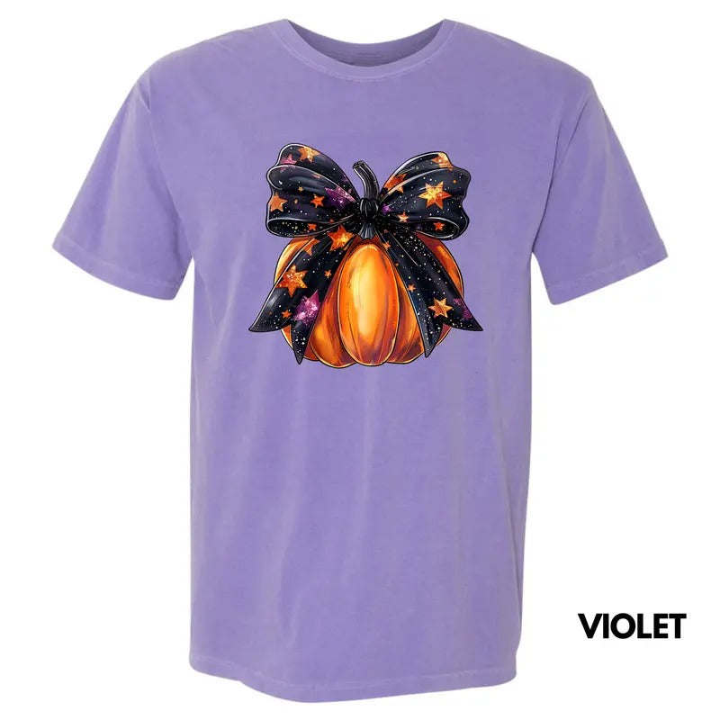 Starry Bow Pumpkin Comfort Colors T-Shirt 'NLB'