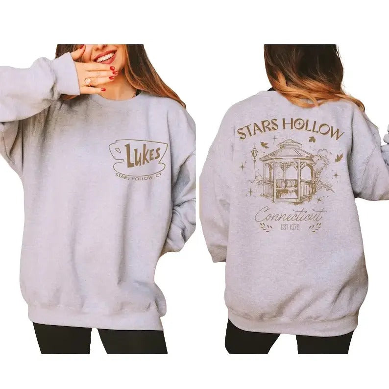 Stars Hollow Sweatshirt, Vintage Stars Hollow Connecticut Shirt, Stars Hollow Where You Lead I Will Follow Hoodie Casual Cotton Fabric Fit Womenswear