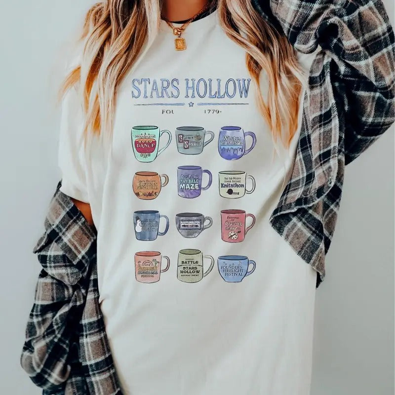 Stars Hollow coffee mugs sweatshirt, autumn festival sweatshirt, stars hallow autumn shirt, nostalgic fall sweatshirt, gift for her