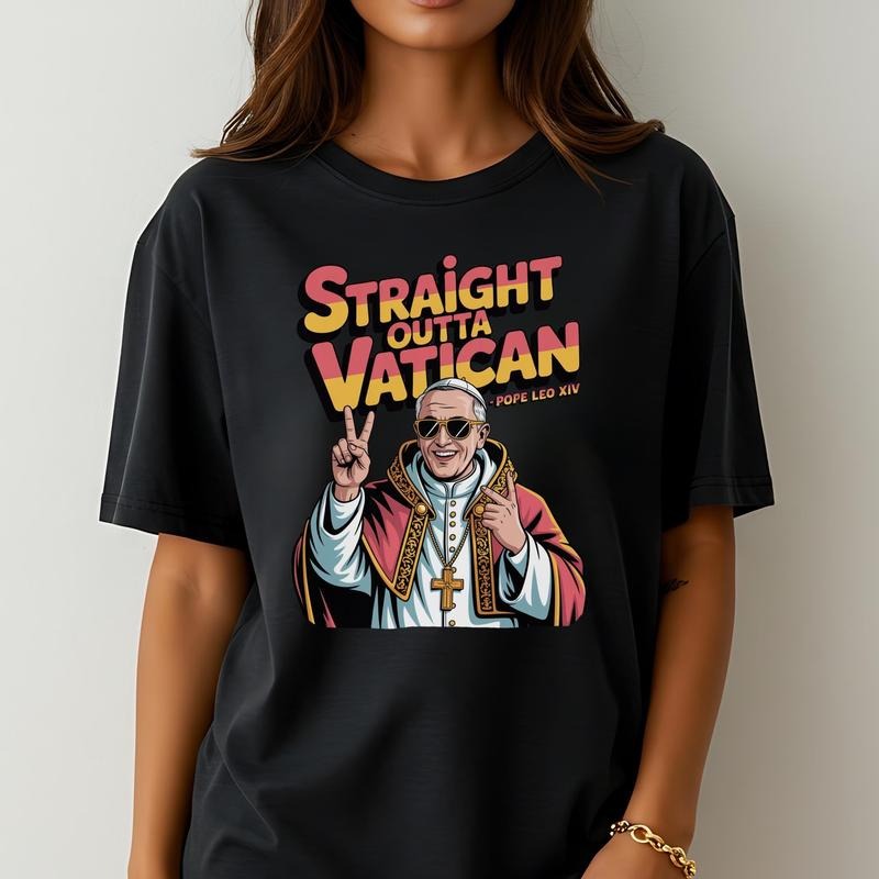 Straight Outta Vatican Pope Leo Xiv Funny American Pope ,Cool Catholic Humor Tee Hip Hop Pope Meme Graphic, Gift T-shirt, sweater and Hoodie