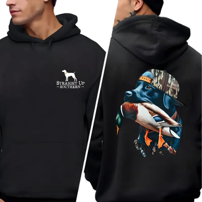 Straight Up Southern T-shirt Sweatshirt Hoodie - Bold Hunting Dog and Duck Graphic Design, Perfect for Outdoor Enthusiasts, Ideal for Casual Wear, Comfortable and Stylish
