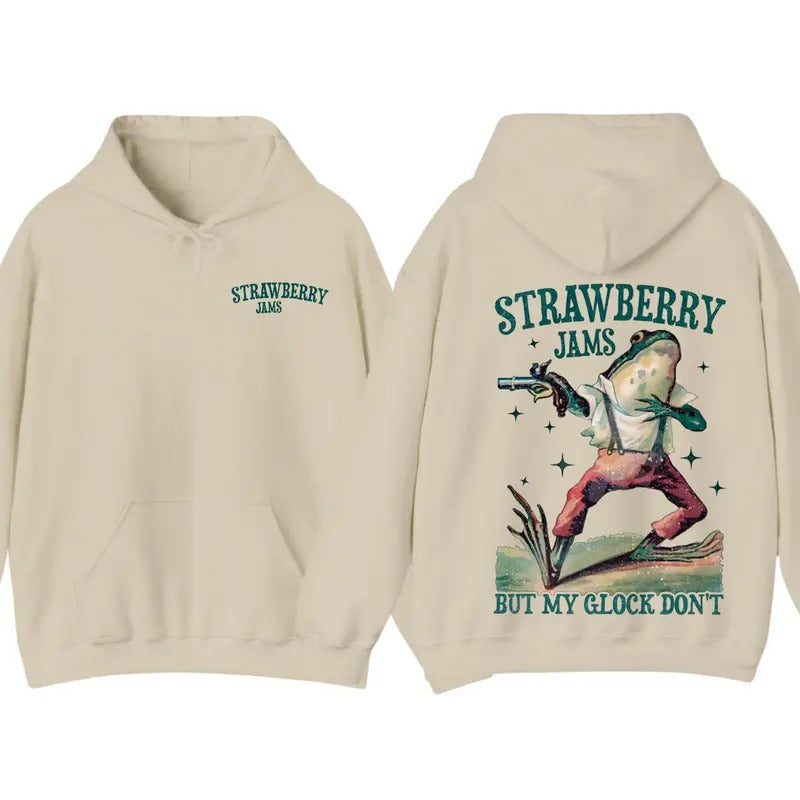Strawberry Jams But My Glock Don't Vintage Graphic T-Shirt Sweatshirt Hoodie, For Men And Women