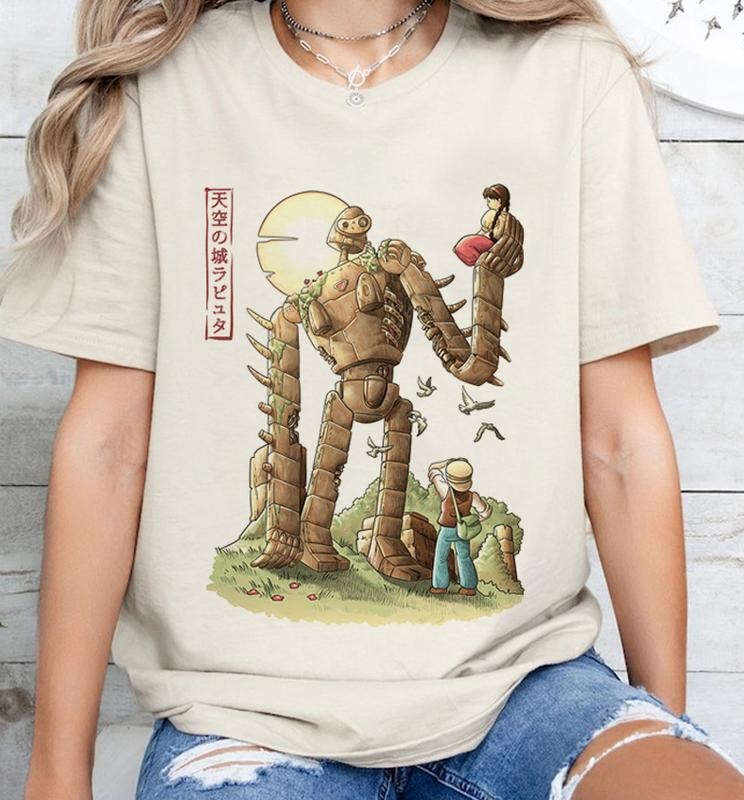Studio Ghibli Castle in the Sky Shirt, Anime Shirt, Studio Ghibli Fan Merch, Unisex Anime Cotton Shirt