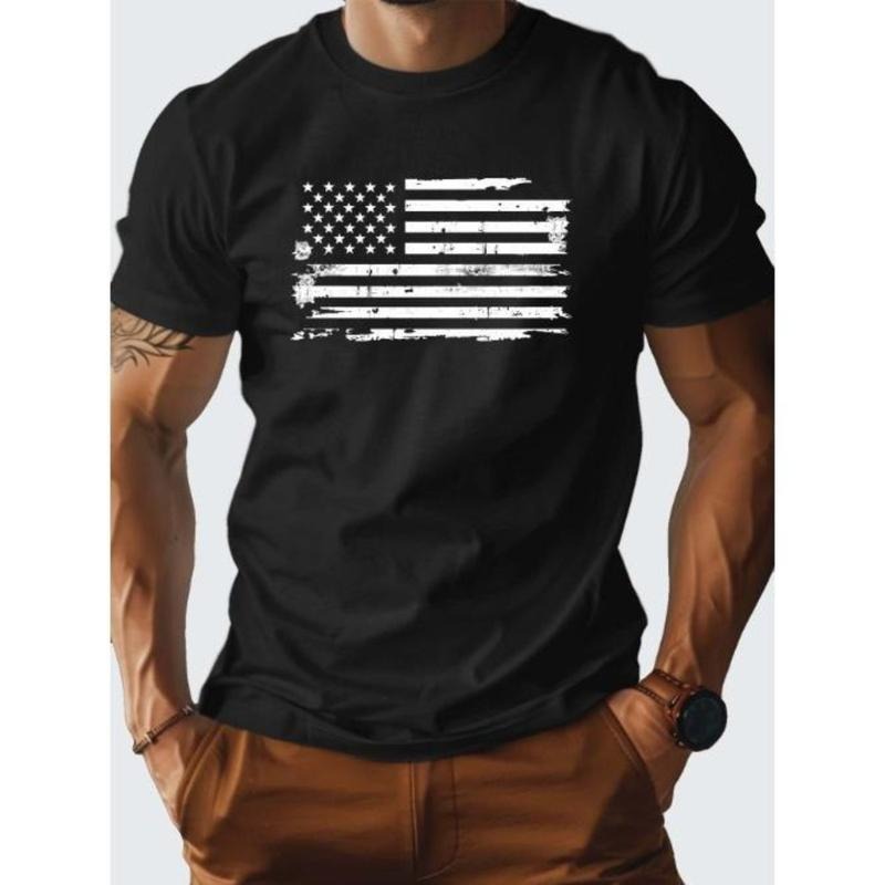 Stylish American Flag Graphic Tee Shirt - Soft, Breathable, Casual Short Sleeve T-Shirt for Men - Perfect Summer Wear, Patriotic Gift Idea Made in USA