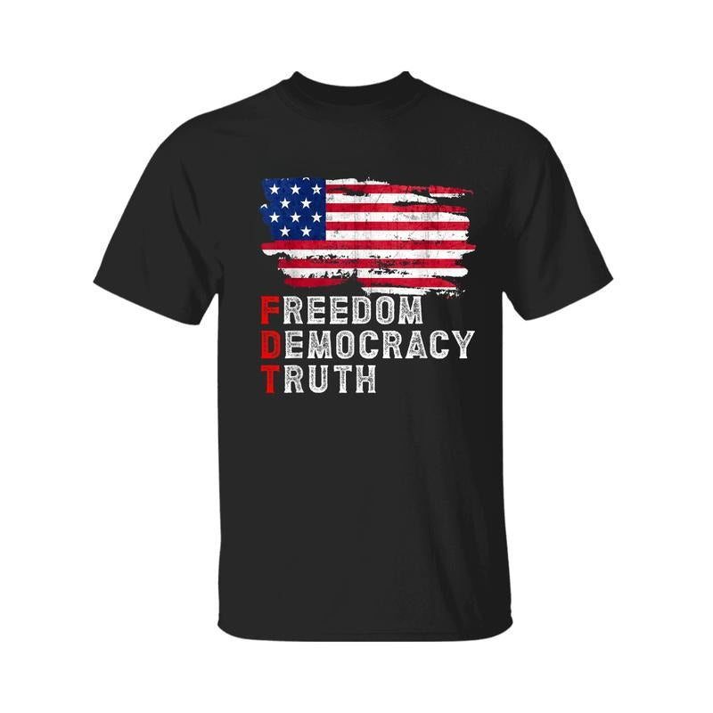 Subtle Political Freedom Democracy & Truth American Patriot T-Shirt, For Men, For Women, Menswear