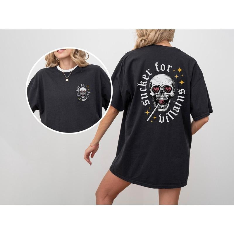 Sucker for Villains Shirt, Dark Romance Crewneck, Spooky Season Shirt, Bookish Shirt Vintage Bookish Gift For Book Lover Reader