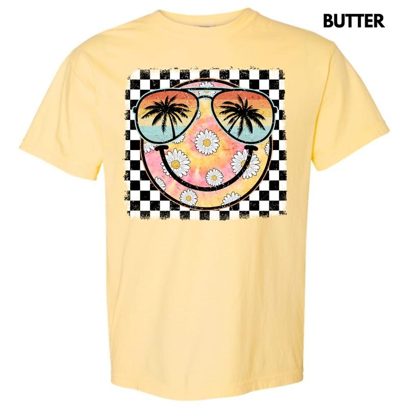 Summer Sunglasses Happy Face Comfort Colors T-Shirt 'NLB'
