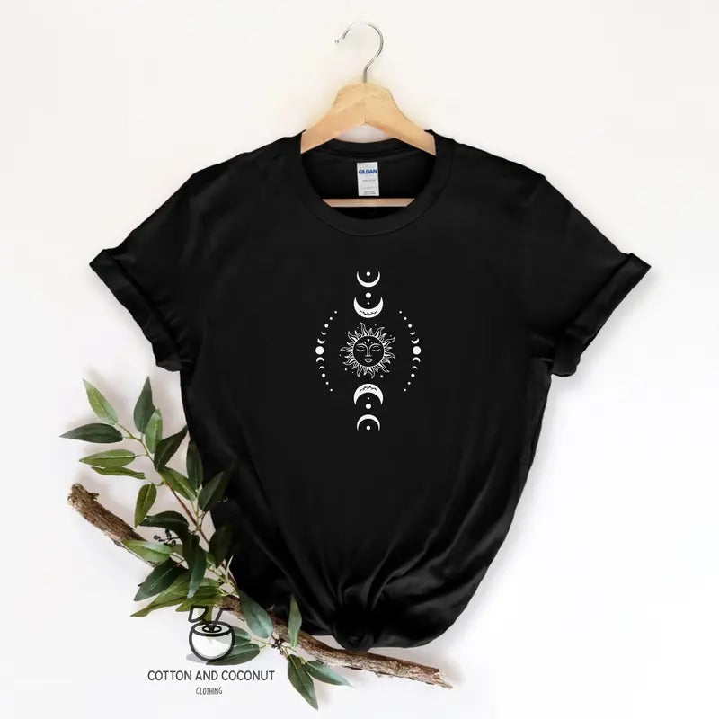 Sun Moon Tshirt Celestial Tee Gifts For Her Sun Shirt One With The Sun Boho Shirt Vintage Tee Mystical Tee Moon Shirt Bohemian