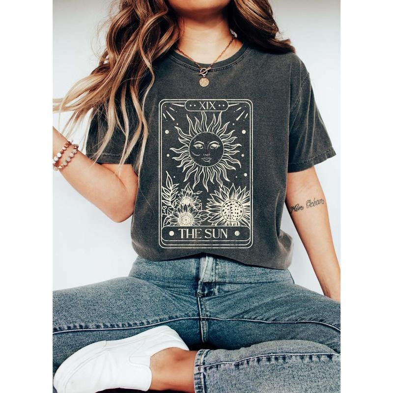 Sun Tarot Card Celestial Comfort Colors Tshirt