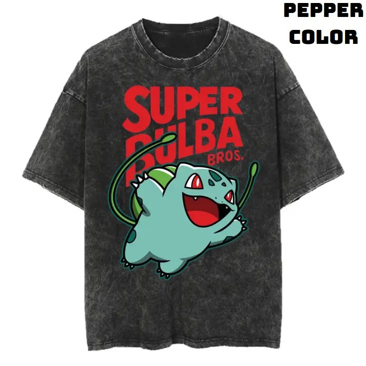 Super Bulba Bros Vintage Graphic Tees, Bulbasaur T-Shirt, Pokemon Shirts, Masters 2025 Merch, Vacation Outfits, Unisex Anime Manga Shirt Top Gifts Men Women Streetwear