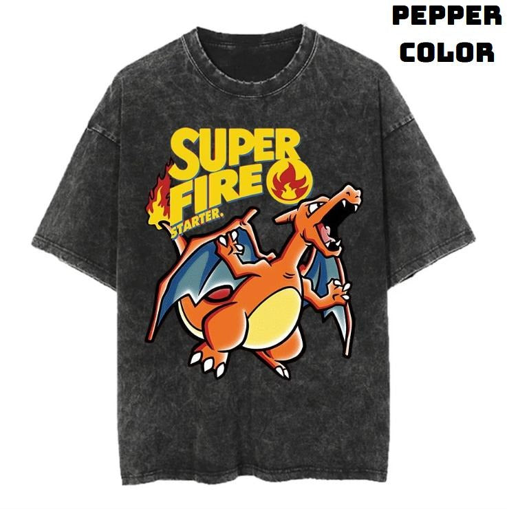 Super Fire Vintage Graphic Tees, Charizard T-Shirt, Pokemon Shirts, Masters 2025 Merch, Vacation Outfits, Business Casual Outfits, Unisex Anime Manga Shirt Crewneck Gifts Clothing Men Women Streetwear
