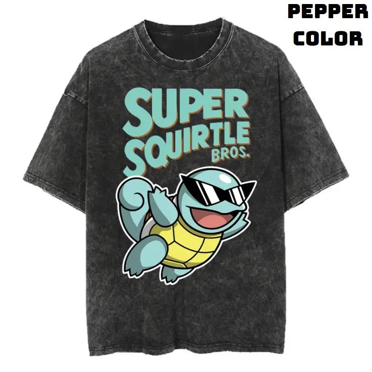Super Squirtle Bros Vintage Graphic Tees, Squirtle T-Shirt, Pokemon Shirts, Masters 2025 Merch, Vacation Outfits, Unisex Anime Manga Shirt Top Gifts Men Women Streetwear