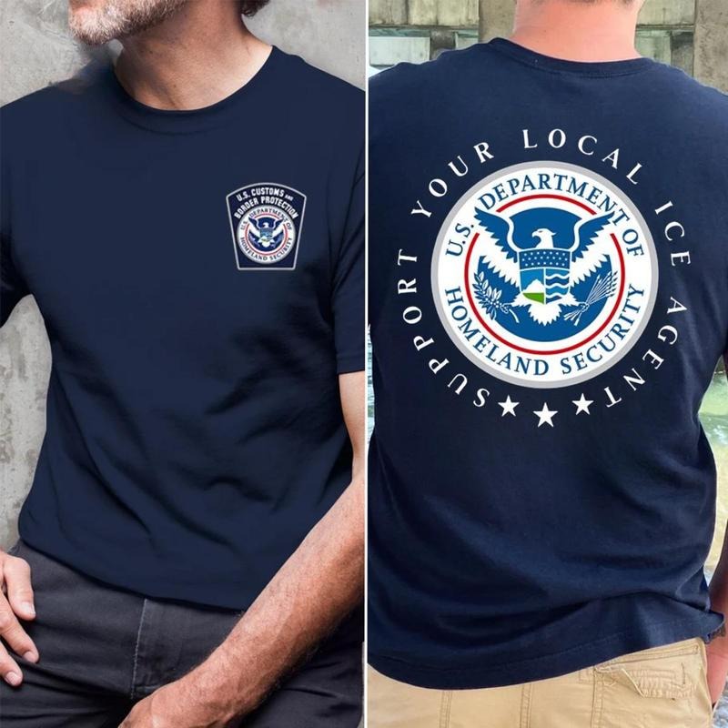 Support Your Local ICE Agent Tee Pure Cotton Casual Street Style Crew Neck Short T-Shirt Tops Trendy For Women For Men
