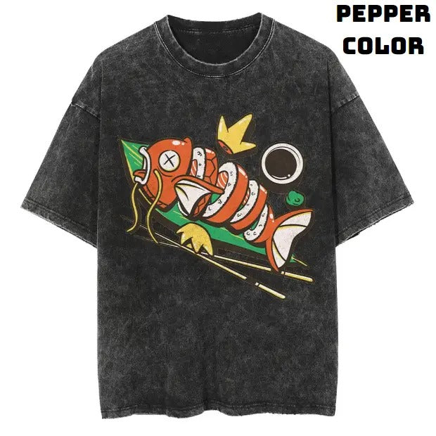 Sushikarp Vintage Tee, Magikarp Shirt, Pokemon Shirt, Vintage Pokemon Anime T-shirt, Anime Manga Shirt, Funny Shirt, Vintage Graphic Tee, Unisex T-Shirt, Gift For Fan Pokemon, Crewneck Short Sleeve Shirt Top Menswear Streetwear