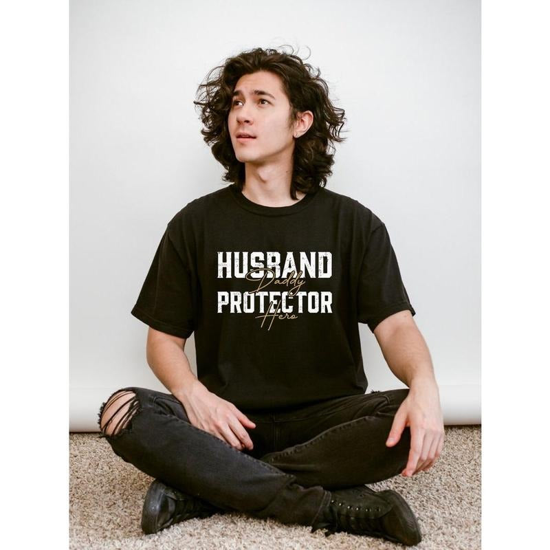 Husband Daddy Protector Hero Shirt/T-shirt/Hoodie/Sweater, Fathers Day Shirt, Minimalist Dad Shirt, Retro Daddy Tshirt, Dad Quote Shirt, Fathers Day Gift From Wife