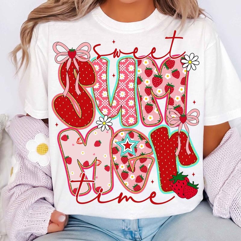 Sweet Summer Time Shirt, Summer Strawberry Tee, Coquette Summer, Retro Summer, Beach Shirt