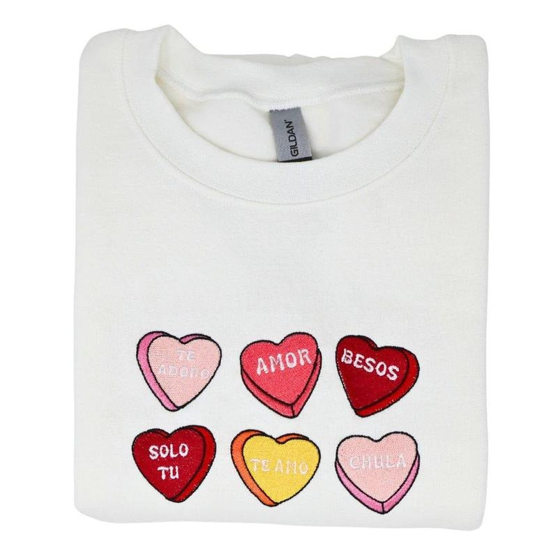Sweeter Together: Candy Hearts Embroidered Sweatshirt Collection Comfort Fashion