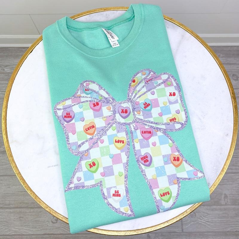 Sweethearts Checkered Bow Sweatshirt 'NLB'