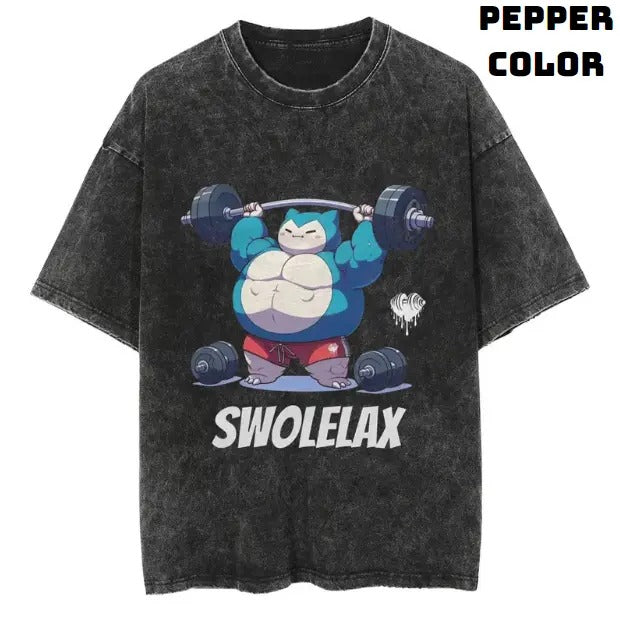 Swolelax Gym Pokemon Vintage Tee, Snolax Shirt, Pokemon Shirt, Vintage Pokemon Anime T-shirt, Anime Manga Shirt, Gym Fitness Shirt, Vintage Graphic Tee, Unisex T-Shirt, Gift For Fan Pokemon, Crewneck Short Sleeve Shirt Top Menswear Streetwear
