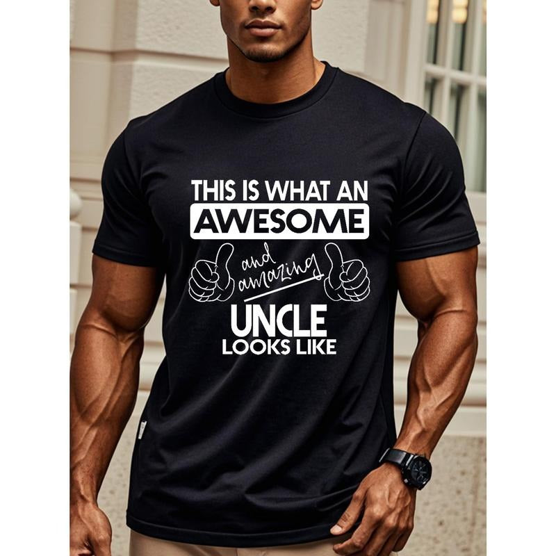 THIS IS WHAT AN AWESOME Amazing UNCLE And LOOKS LIKE Idea Tee, Uncle Birthday Gifts, Crew Neck Graphicng, Regular Fit, Moisture - Wicking, Casual Daily Style, Men's T Shirts, Men's Clothing For Summer Outdoor, Going Out Made in USA