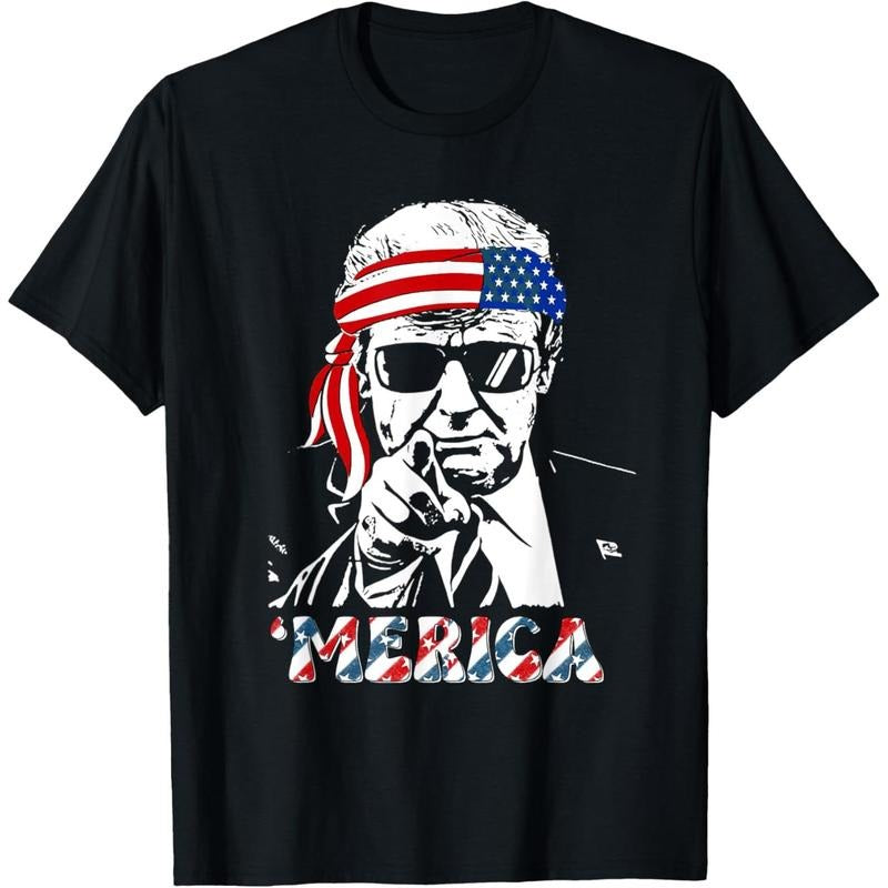 TRUMP Happy 4th Of July Trump American Flag T-Shirt made in usastyle{n002}2