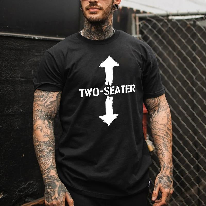 TWO-SEATER Double Arrow Simple Casual Graphic Print T-shirt - Sweatshirt - Hoodie, Naughty Clothes Men Cotton, Funny Shirt, Streetwear Menswear