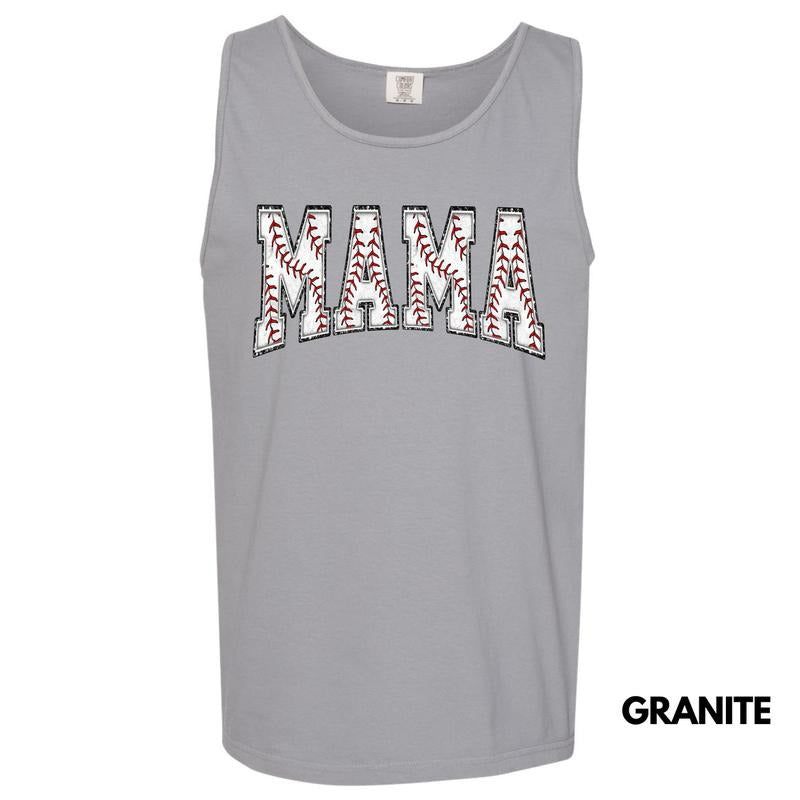 Tank Top - Baseball Mama Varsity Letter Comfort Colors Tank Top 'NLB'