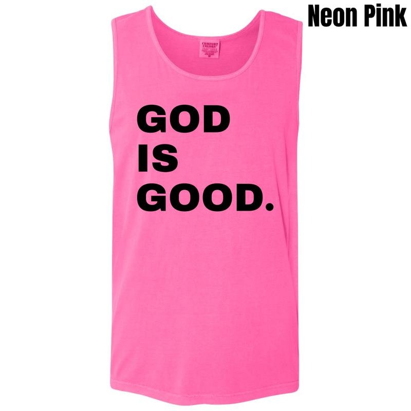 Tank Top - Black Stacked God Is Good Comfort Colors Tank Top 'NLB'