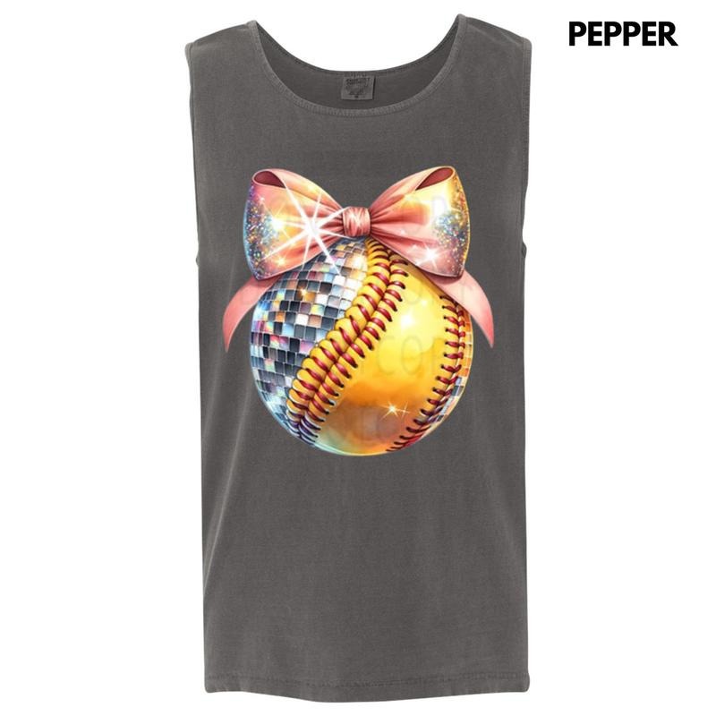 Tank Top - Bling Softball Comfort Colors Tank Top