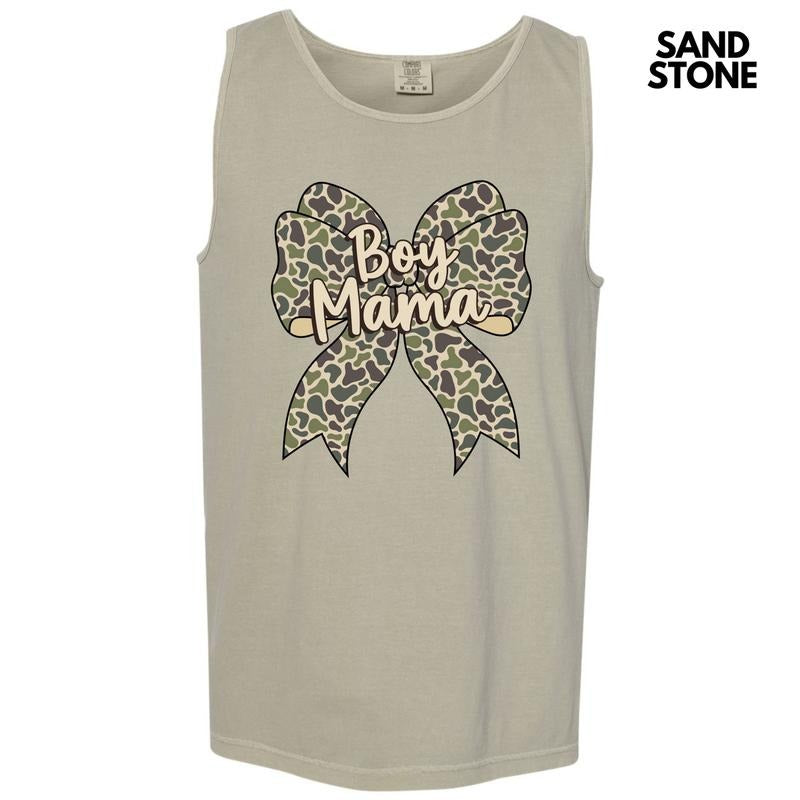 Tank Top - Camo Boy Mama Bow Comfort Colors Tank Top 'NLB'