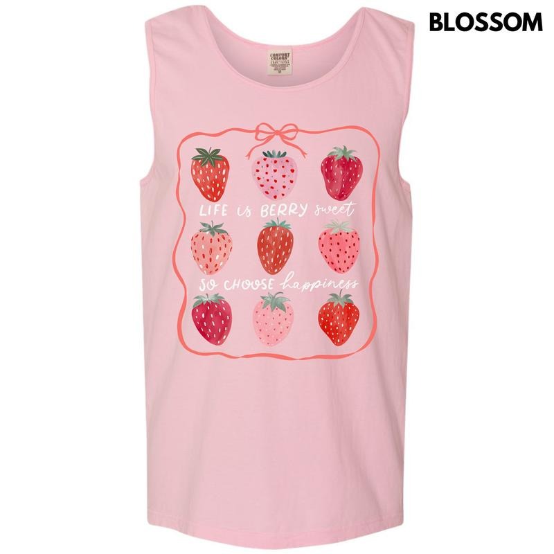 Tank Top - Choose Happiness Strawberry Collage Comfort Colors Tank Top 'NLB'