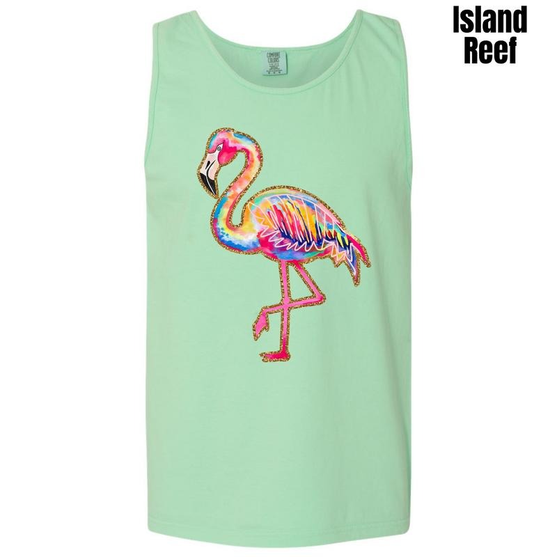Tank Top - Flamingo Color Splash Comfort Colors Tank Top 'NLB'