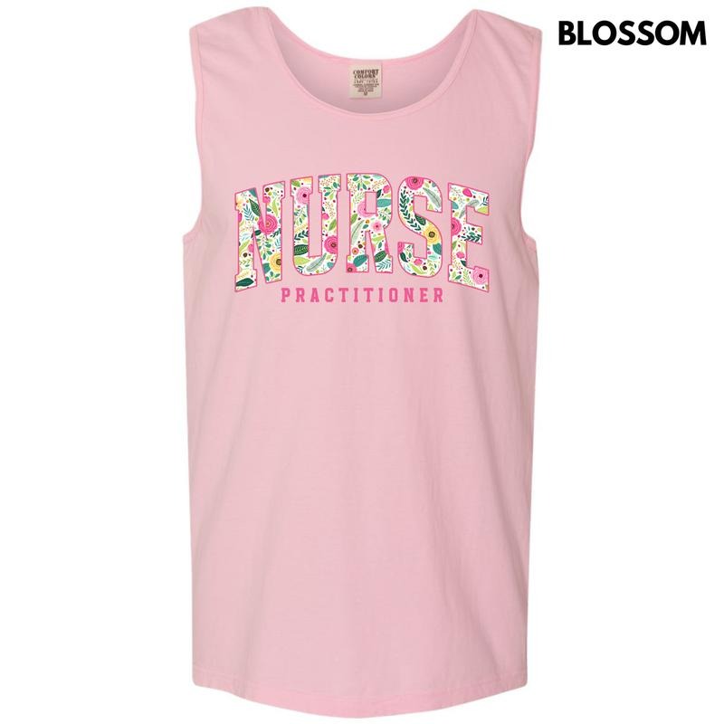 Tank Top - Floral Nurse Practitioner Comfort Colors Tank Top 'NLB'