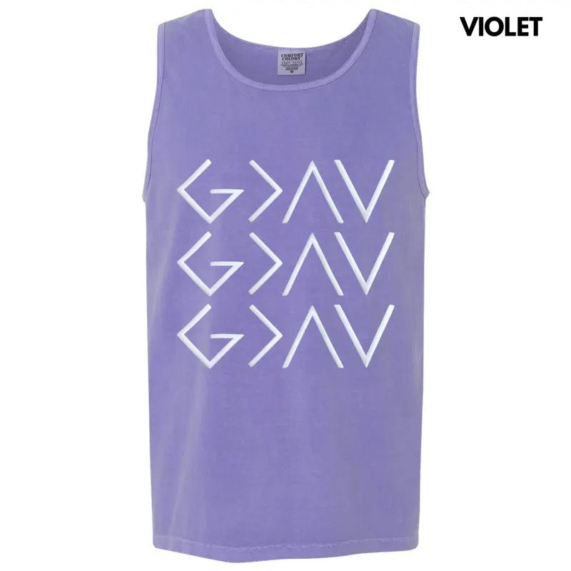 Tank Top - God Is Greater Symbols Puff Comfort Colors Tank Top