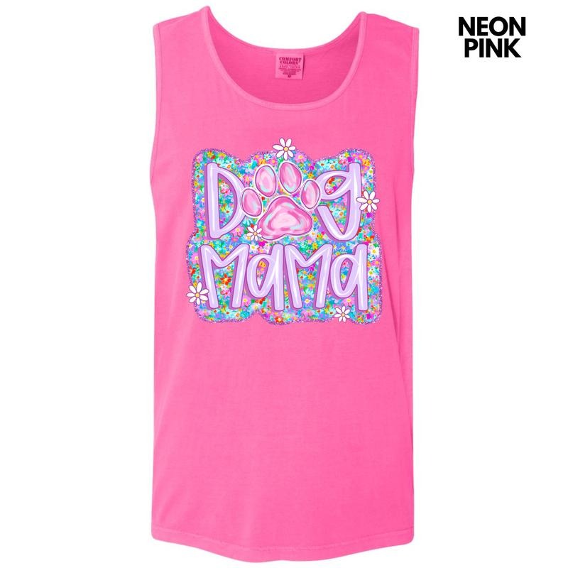 Tank Top - Lavender Floral Dog Mama Comfort Colors Tank Top 'NLB'