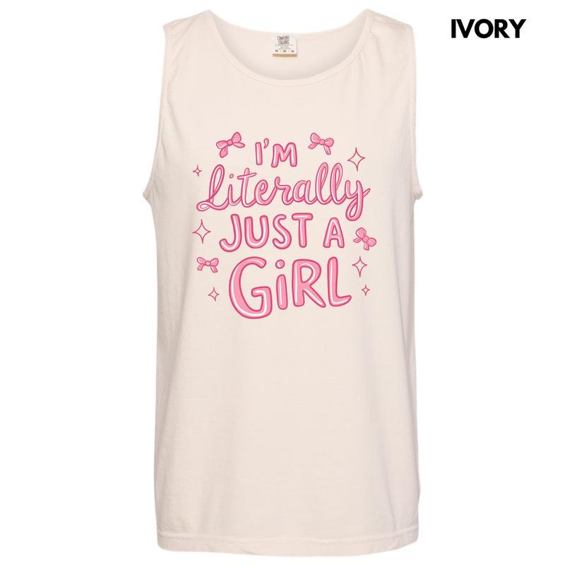 Tank Top - Ribbon Just A Girl Comfort Colors Tank Top 'NLB'