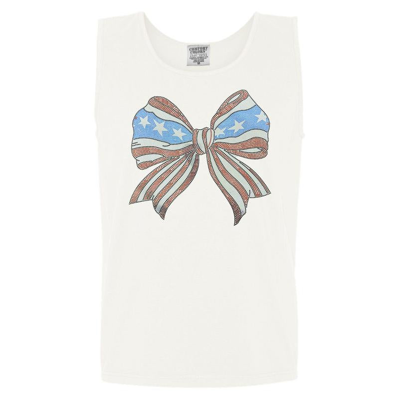 Tank Top - Spangled Patriotic Bow Comfort Colors Tank Top