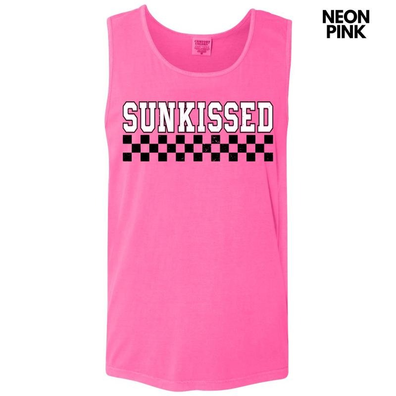 Tank Top - Sunkissed Varsity Checkered Comfort Colors Tank Top 'NLB'