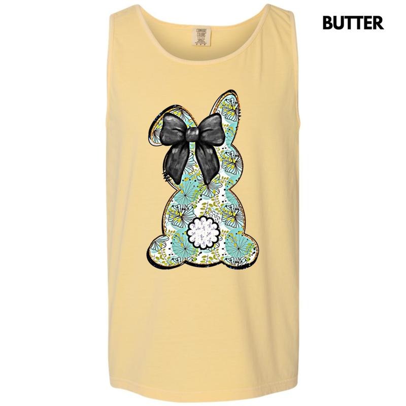 Tank Top -Floral Boho Bunny Comfort Colors Tank Top