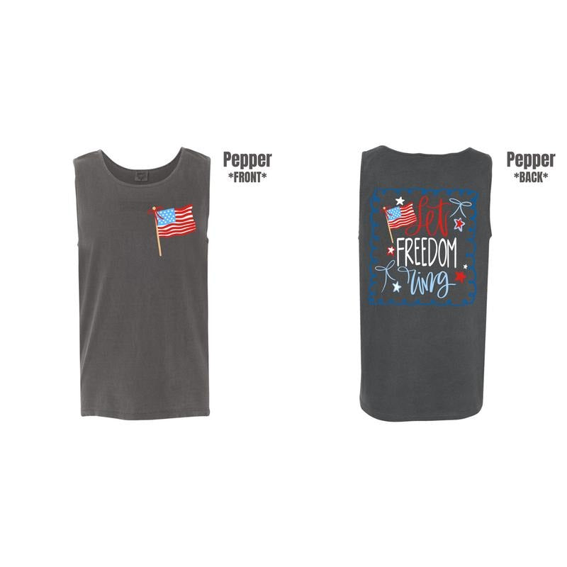 Tank Top -Let Freedom Ring Flag Comfort Colors Tank Top 'NLB'