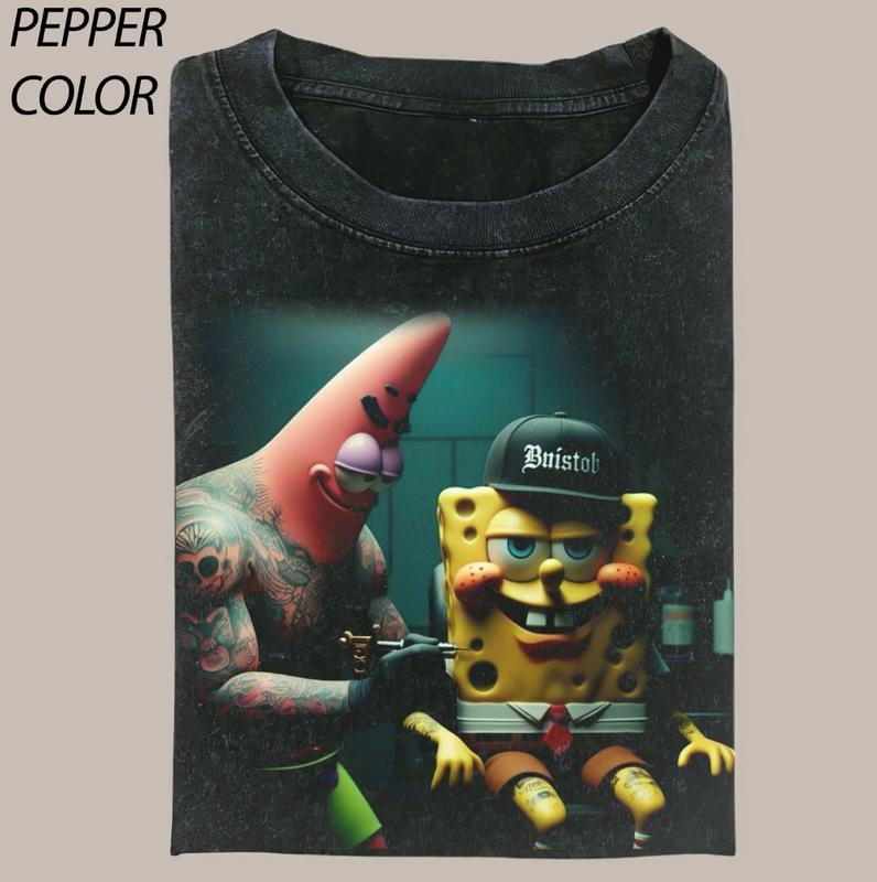 Tattoo Artist Patrick Star Comfort Colors T-shirt, Funny SpongeBob SquarePants Graphic Tee Gift For Boyfriend Menswear Top Streetwear