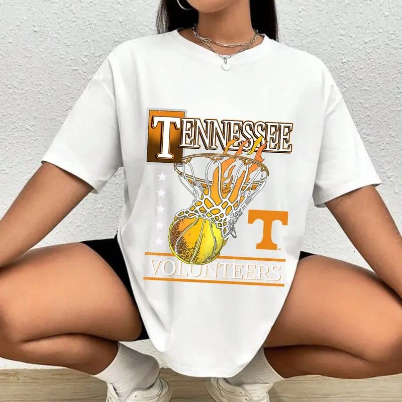 Tennessee Hoops Heavyweight Cotton T-Shirt ? Durable and Comfortable Tee Featuring Classic Tennessee Basketball Design ? Perfect for Sports Fans