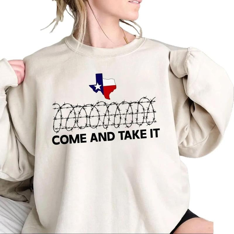 Texas Border, Come And Take It Shirt, Razor Wire Immigration Patriotic Sweatshirt, I Stand With Texas Sweatshirt , Hold The Line Sweatshirt, Texas Strong Sweatshirt, Patriotic Unisex Sweatshirt, Secure Our Borders Tee Womenswear Comfortable