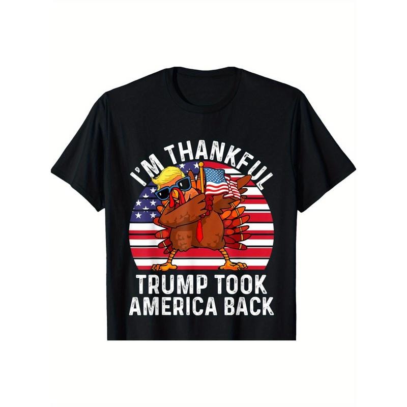 Thankful Trump Win Celebration Tee - Men's Casual & Comfortable Cotton T-Shirt with Retro Humor Print, Perfect for Summer & Casual Attire made in usa