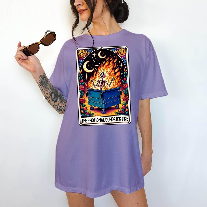 The Emotional Dumpster Fire - T-Shirt, Unisex T-Shirt, Funny Graphic Tarot Tee, Comfortable Shirt, Dark Humor