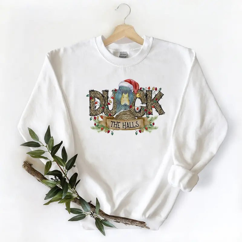The Halls Christmas Mallard Duck Unisex Tshirt Sweatshirt Hoodie, for duck lovers